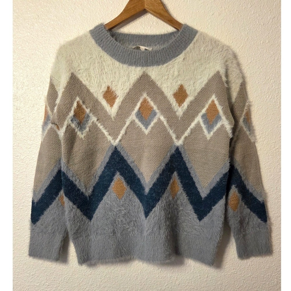 Böhme Fuzzy Chevron Sweater Small Après Ski Retro‎ Chalet Cozy Winter Knit